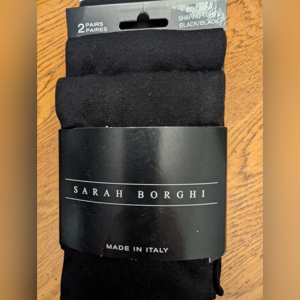 New Sarah Borghi Black Shaping Tights M/L Made In Italy 5’8”- 6' 150-175# 2 pk